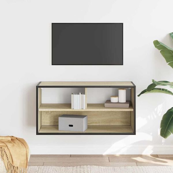 vidaXL TV Cabinet Sonoma Oak 80x31x39.5 cm Engineered Wood and Metal