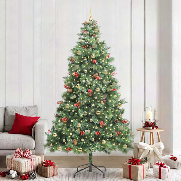 vidaXL Artificial Christmas Tree Green 240 cm PVC and Metal