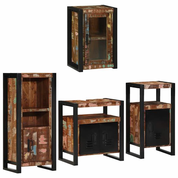 vidaXL Bathroom Furniture Set 4 pcs Multicolour Solid Reclaimed Wood