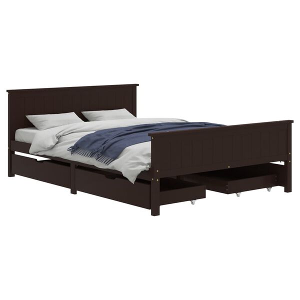 vidaXL Bed Frame without Mattress Dark Brown 140x200 cm Solid Wood