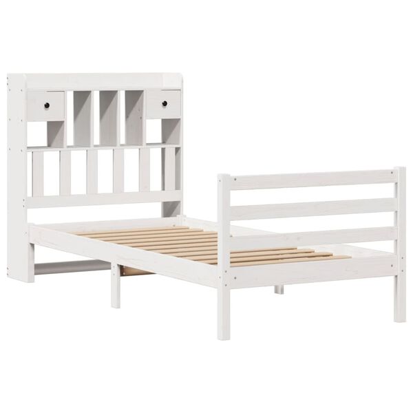 vidaXL Bookcase Bed without Mattress White 90x200 cm Solid Wood Pine