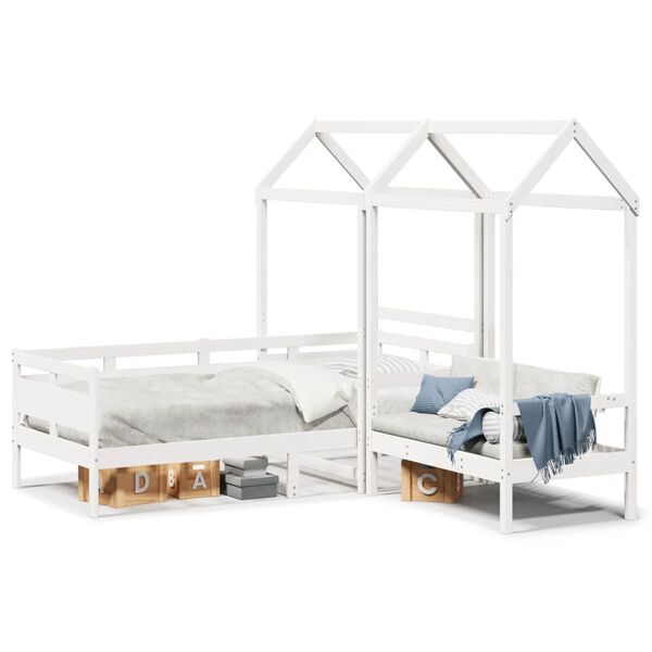 vidaXL Day Bed and Bench Set with Roof without Mattress White 80x200 cm