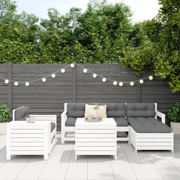vidaXL 7 Piece Garden Sofa Set White Solid Wood Pine