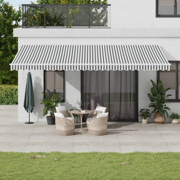 vidaXL Manual Retractable Awning Anthracite&White 600x350 cm