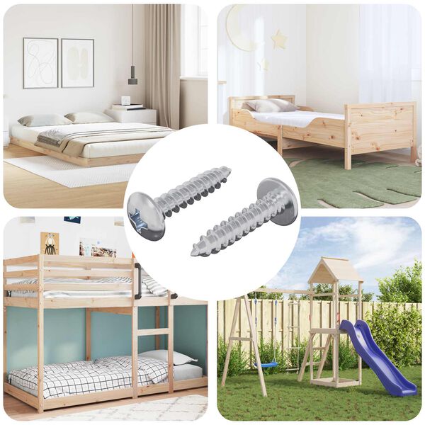 vidaXL Wood Screws 2 pcs Silver M4 x 20 mm Steel