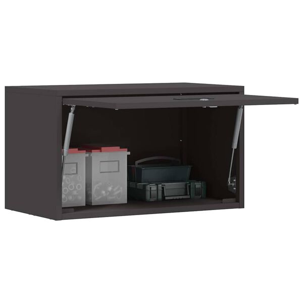 vidaXL Wall Cabinet for Garage with Gas-lift Door Black