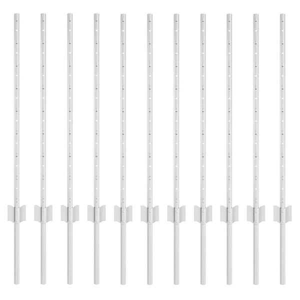 vidaXL Fence Post 11 pcs Silver 80 cm Steel