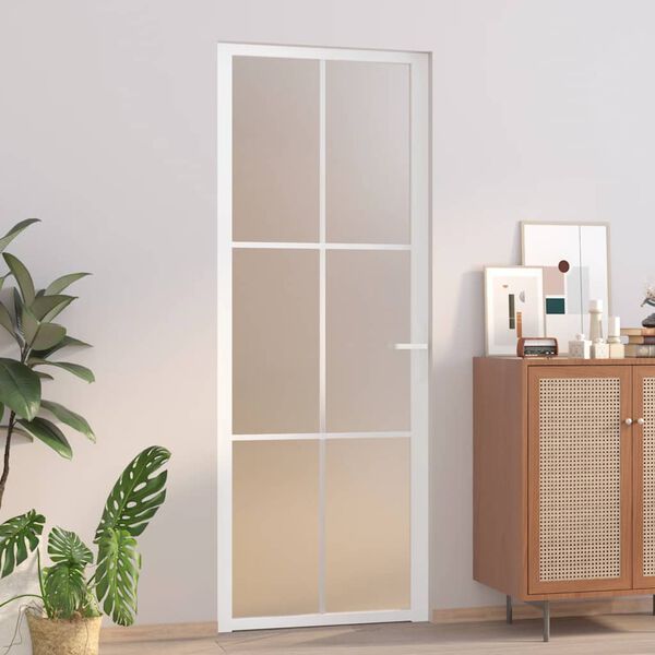 vidaXL Interior Door 76x201.5 cm White Matt Glass and Aluminium