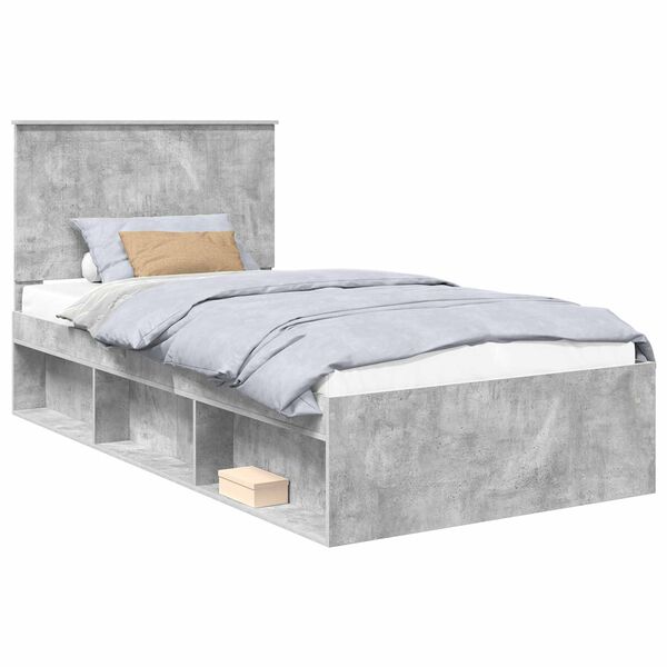 vidaXL Bed Frame Concerte Grey 100 x 200 cm Solid Pine Wood