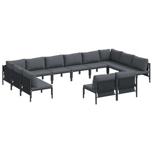 vidaXL Garden Sofa Set 12 pcs Black Steel