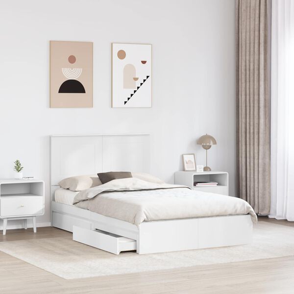 vidaXL Storage Bed with Headboard White 120 x 200 cm Engineered Wood