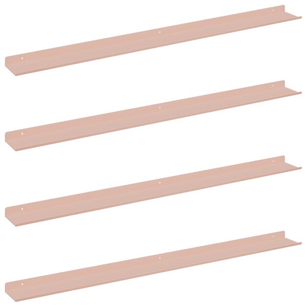 vidaXL Floating Shelf Wall-mounted 4 pcs Pink 100 x 9 x 2.5 cm Steel
