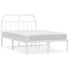 vidaXL Metal Bed Frame without Mattress with Headboard White 135x190cm