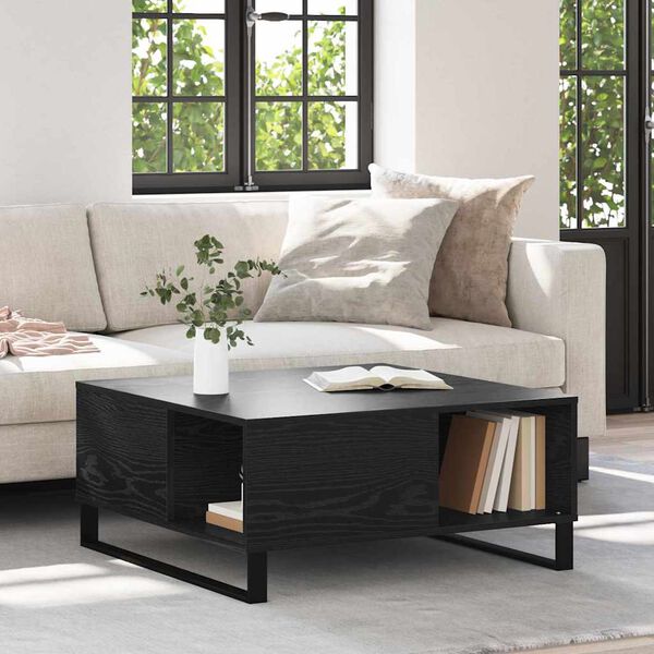 vidaXL Coffee Table Black Oak 80 x 80 x 36.5 cm Engineered Wood