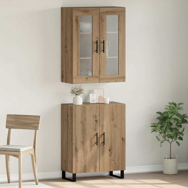 vidaXL Highboard 2 pcs Artisan oak Engineered wood