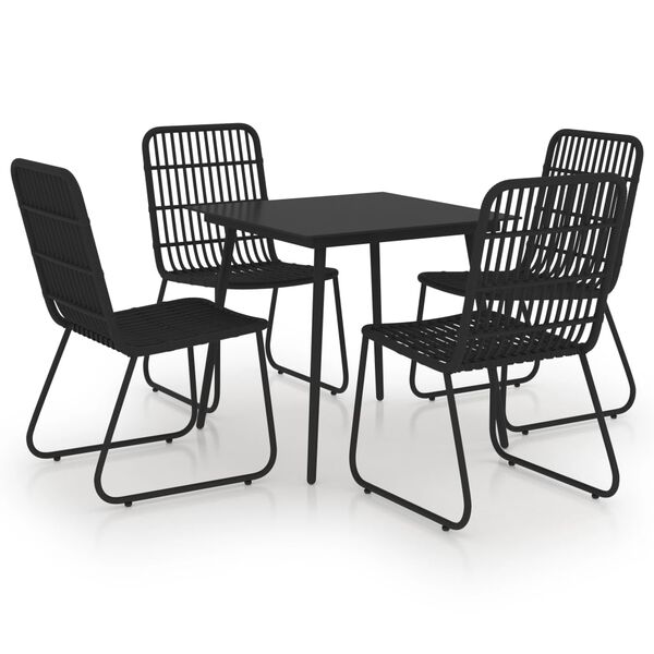 vidaXL 5 Piece Outdoor Dining Set Poly Rattan and Glass