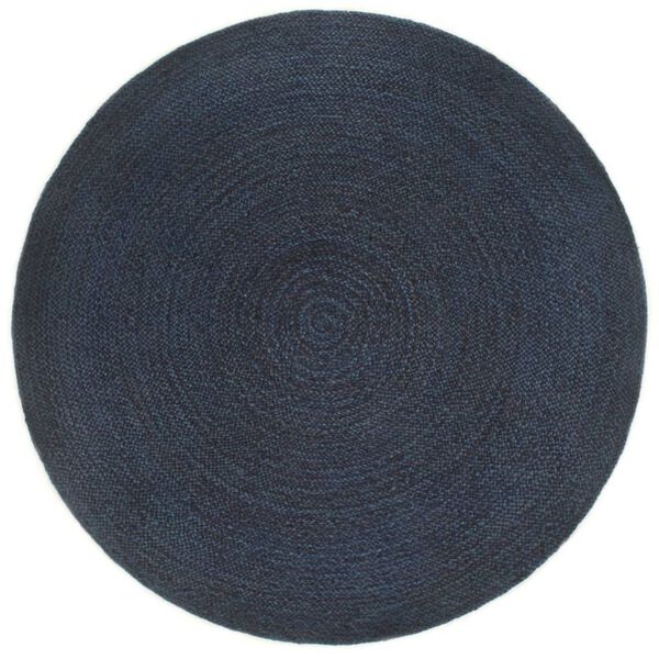 vidaXL Braided Rug Reversible Navy Blue and Natural 120 cm Jute Round