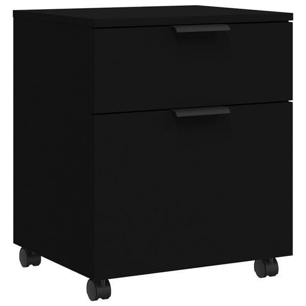 vidaXL Mobile File Cabinet with Wheels Black 45x38x54cm Engineered Wood