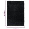 vidaXL High Pile Shaggy Rug Black 140x200 cm 50 mm