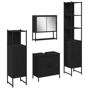 vidaXL Bathroom Furniture Set 4 pcs Black Engineered wood
