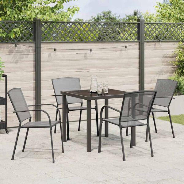 vidaXL Garden Dining Set 5 pcs Anthracite Powder-Coated Steel