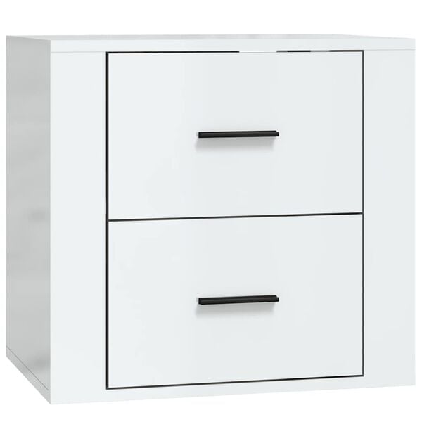 vidaXL Wall-mounted Bedside Cabinet High Gloss White 50x36x47 cm