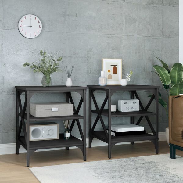 vidaXL Side Tables 2 pcs Black 40x42x50 cm Engineered Wood