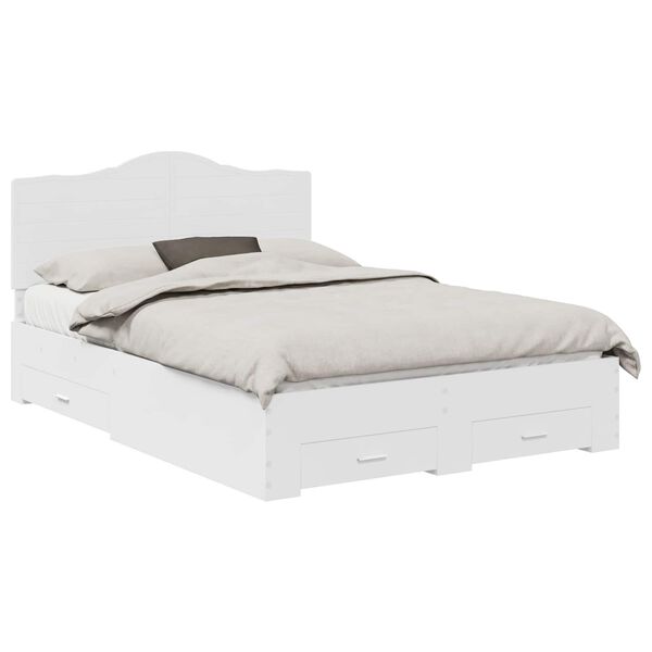vidaXL Bed Frame with Headboard White 140 x 190 cm Engineered Wood