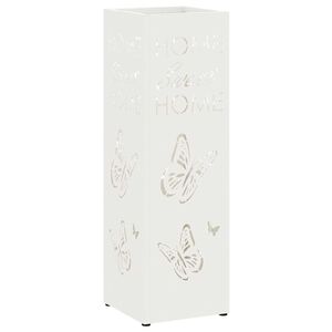 vidaXL Umbrella Stand White 15.5 x 15.5 x 49 cm Metal