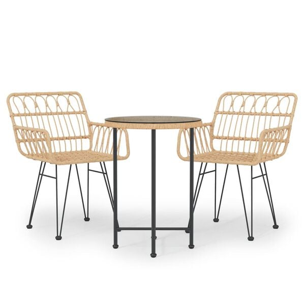 vidaXL 3 Piece Garden Dining Set Poly Rattan