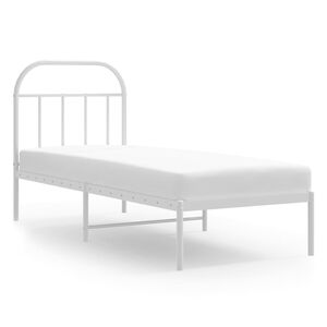 vidaXL Metal Bed Frame without Mattress with Headboard White 75x190cm