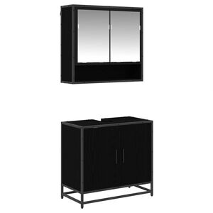 vidaXL Bathroom Furniture Set 2 pcs Black Oak Engineered Wood