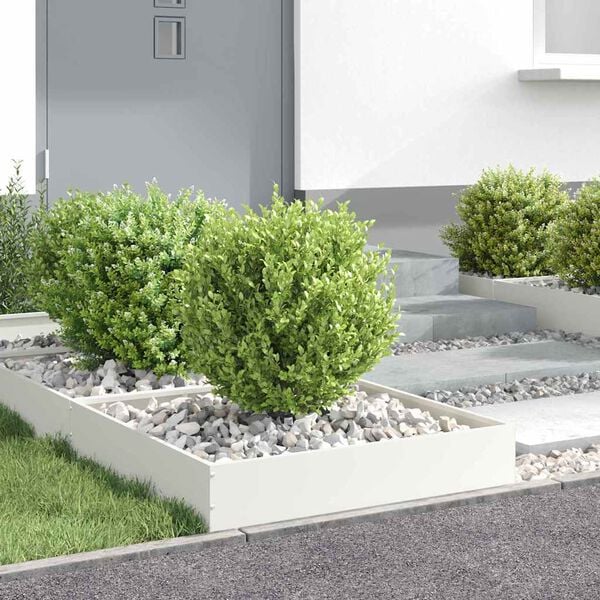 vidaXL Lawn Edging 6 pcs White 60 x 60 x 13 cm Steel
