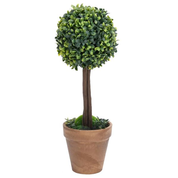 vidaXL Artificial Boxwood Plants 2 pcs with Pots Ball Shaped Green 56 cm
