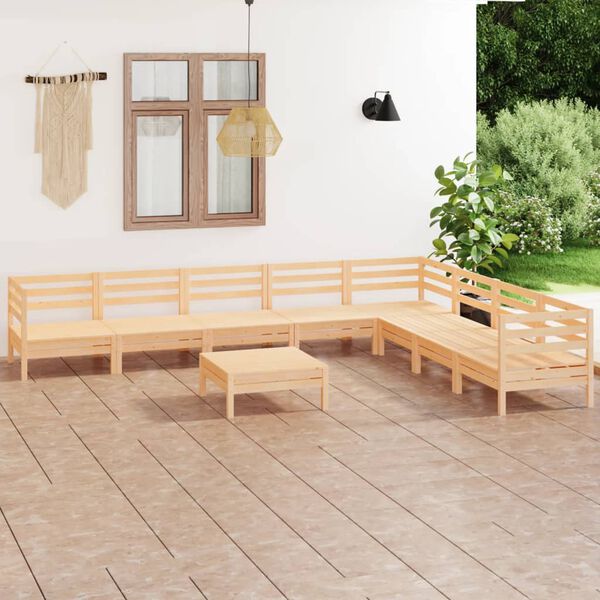 vidaXL 9 Piece Garden Lounge Set Solid Wood Pine