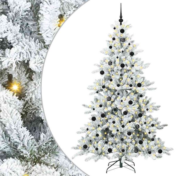 vidaXL Artificial Hinged Christmas Tree White 210 cm PVC and Steel
