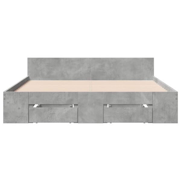 vidaXL Bed Frame with Drawers without Mattress Concrete Grey 120x190 cm Small Double