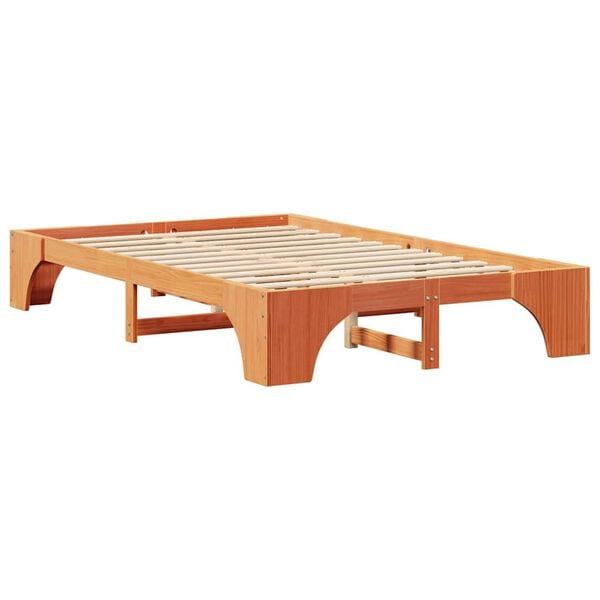 vidaXL Bed Frame Wax Brown 140 x 190 cm Solid Pine Wood