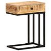 vidaXL Side Table | Natural | Solid mango wood with powder-coated steel | Medium