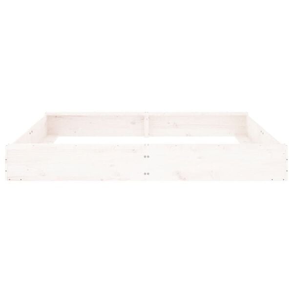 vidaXL Sandbox with Seats White Square Solid Wood Pine