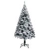 vidaXL Artificial Christmas Tree with Flocked Snow Green 150 cm PVC
