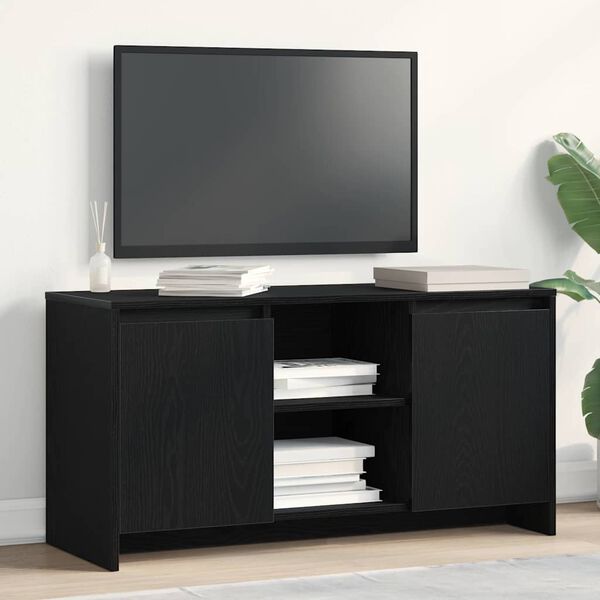 vidaXL TV Cabinet Black Oak 102 x 37.5 x 52.5 cm Engineered Wood