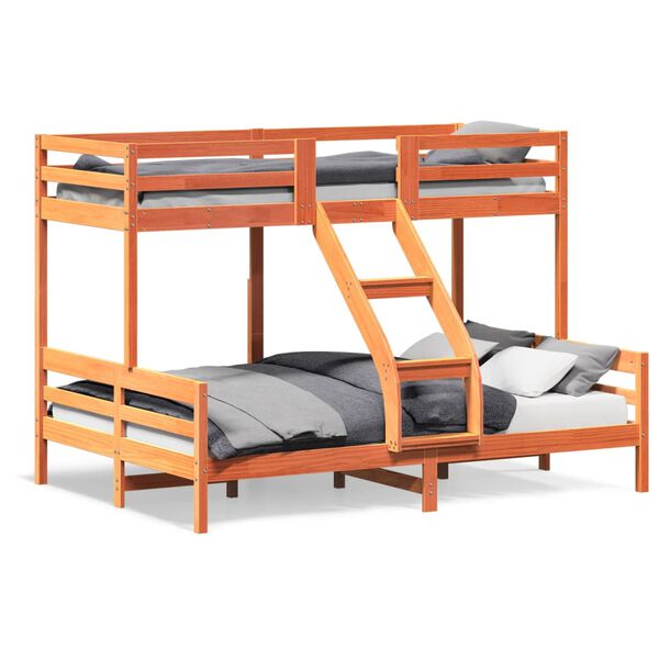 vidaXL Bunk Bed without Mattress 90x200/140x200 cm Wax Brown Solid Wood