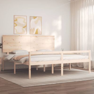 vidaXL Bed Frame with Headboard 200x200 cm Solid Wood