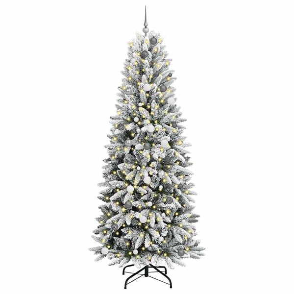 vidaXL Artificial Christmas Tree with 300 LEDs with Stand White 240 cm