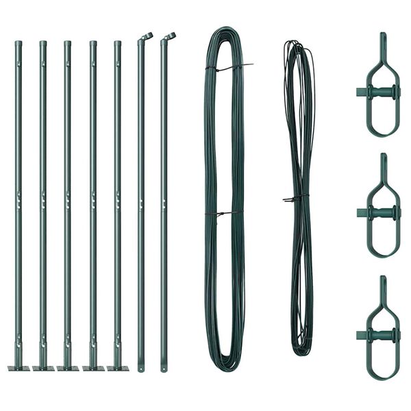 vidaXL Fence Post 7 pcs Green Steel