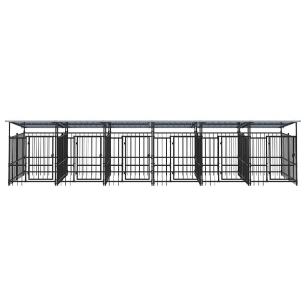 vidaXL Outdoor Dog Kennel with Roof Steel 11.26 m²