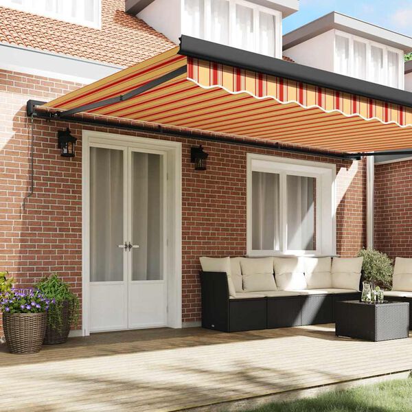 vidaXL Retractable Awning Yellow and Orange 500 x 300 cm