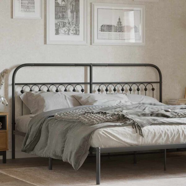 vidaXL Metal Replace Headboard Black 180 cm
