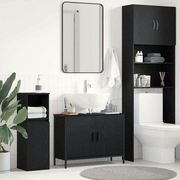 vidaXL Bathroom Sink Cabinet Black Oak 80 x 30 x 60 cm Engineered Wood